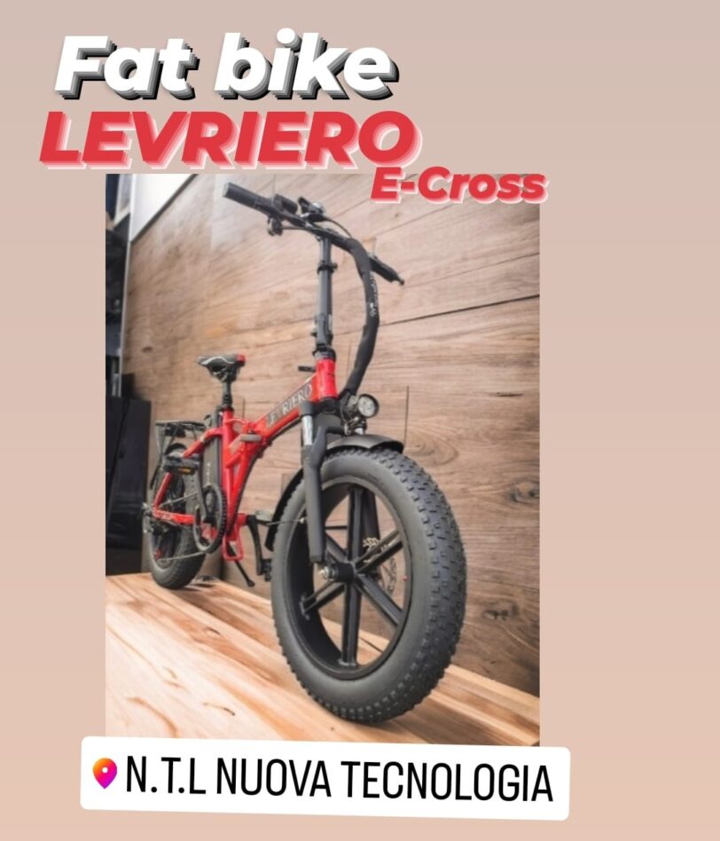 BICI ELETTRICA FAT BIKE LEVRIERO E-cross  ROSSA 500W 48V BATTERIA 16 AH   N.T.L