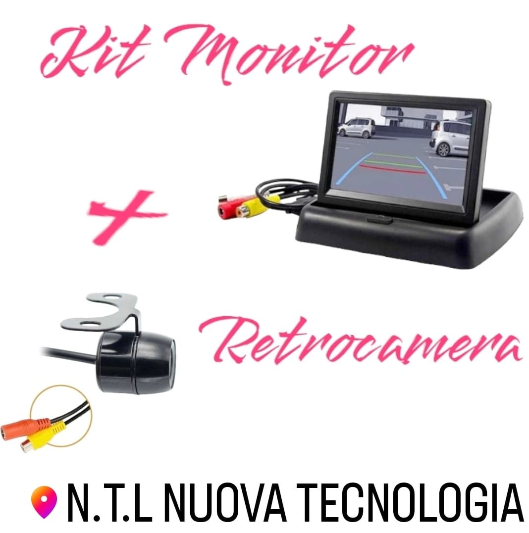 Parcheggio ASSISTITO KIT MONITOR 4.3 + TELECAMERA RETROCAMERA RETROMARCIA  AUTO - NTL Nuova Tecnologia