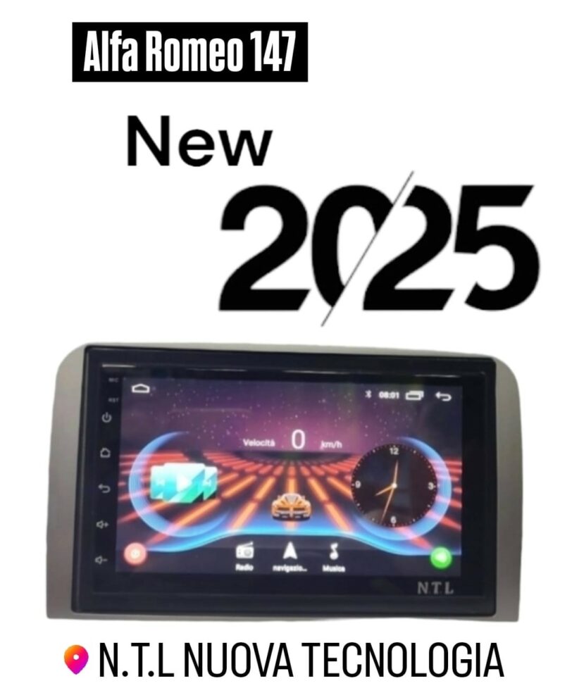 AUTORADIO ANDROID 13  COMPLETO  NEW PER ALFA ROMEO 147 RAM 4 GB 32GB ROM  compatibile con COMANDI AL VOLANTE