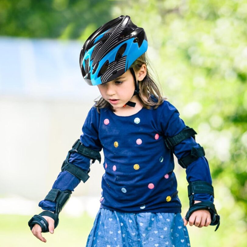 Casco da Ciclismo per Bambini con Cinturino per Bambini dai 5 Ai 14 Anni Colore BLU NERO - immagine 3